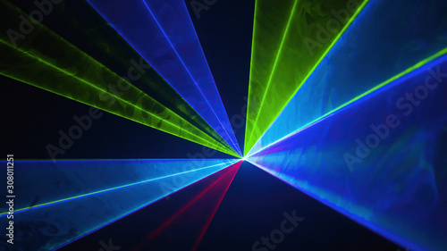 Circle of lights disco laser. Various colors creating rays of light