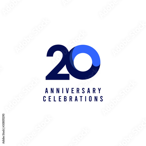 20 Years Anniversary Blue Celebration Vector Template Design Illustration