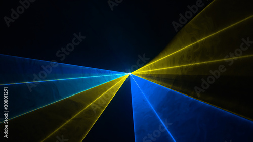 Disco laser with blue and yellow rays