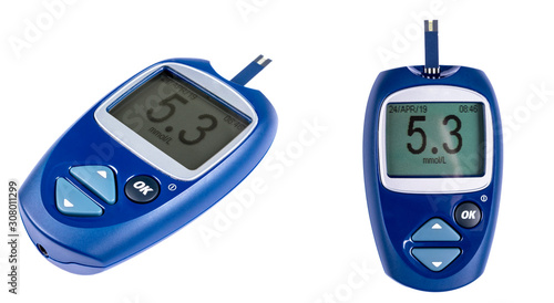 фотографія Two Blood sugar test isolated on white background