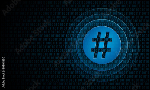 Digital hashtag with ripples ''Pulse Effect'' technology keyword symbol