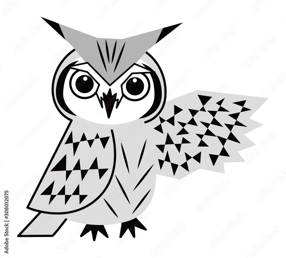 フクロウ お洒落なコノハズクさん ベクター イラスト Stock 