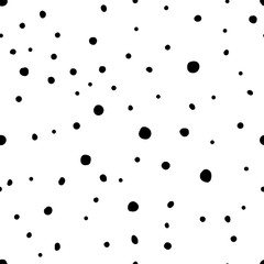 Fototapete Muster im skandinavischen Stil Nahtloses neutrales Tupfenmuster. Schwarze handgezeichnete Punkte isoliert auf weißem Hintergrund. Skandinavisches gemütliches Ornament. Vektorgrafiken für Tapeten, Poster, Geschenkpapier, Textilien  © Olga