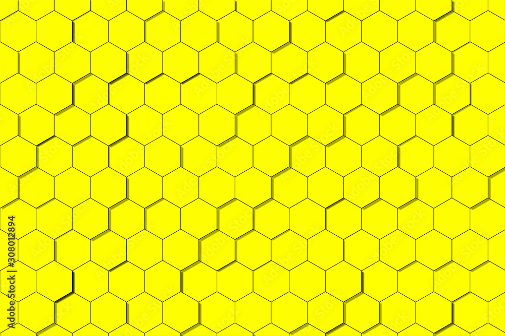 Honeycomb Grid tile random background or Hexagonal cell texture. in color yellow with dark or black shadow gradient. Tecnology concept. Honeycomb Grid tile random background or Hexagonal cell texture. in color yellow with dark or black shadow gradient. Tecnology concept.