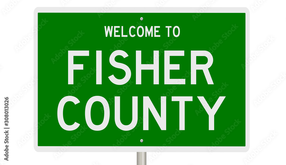 Rendering of a 3d green highway sign for Fisher County Rendering of a 3d green highway sign for Fisher County
