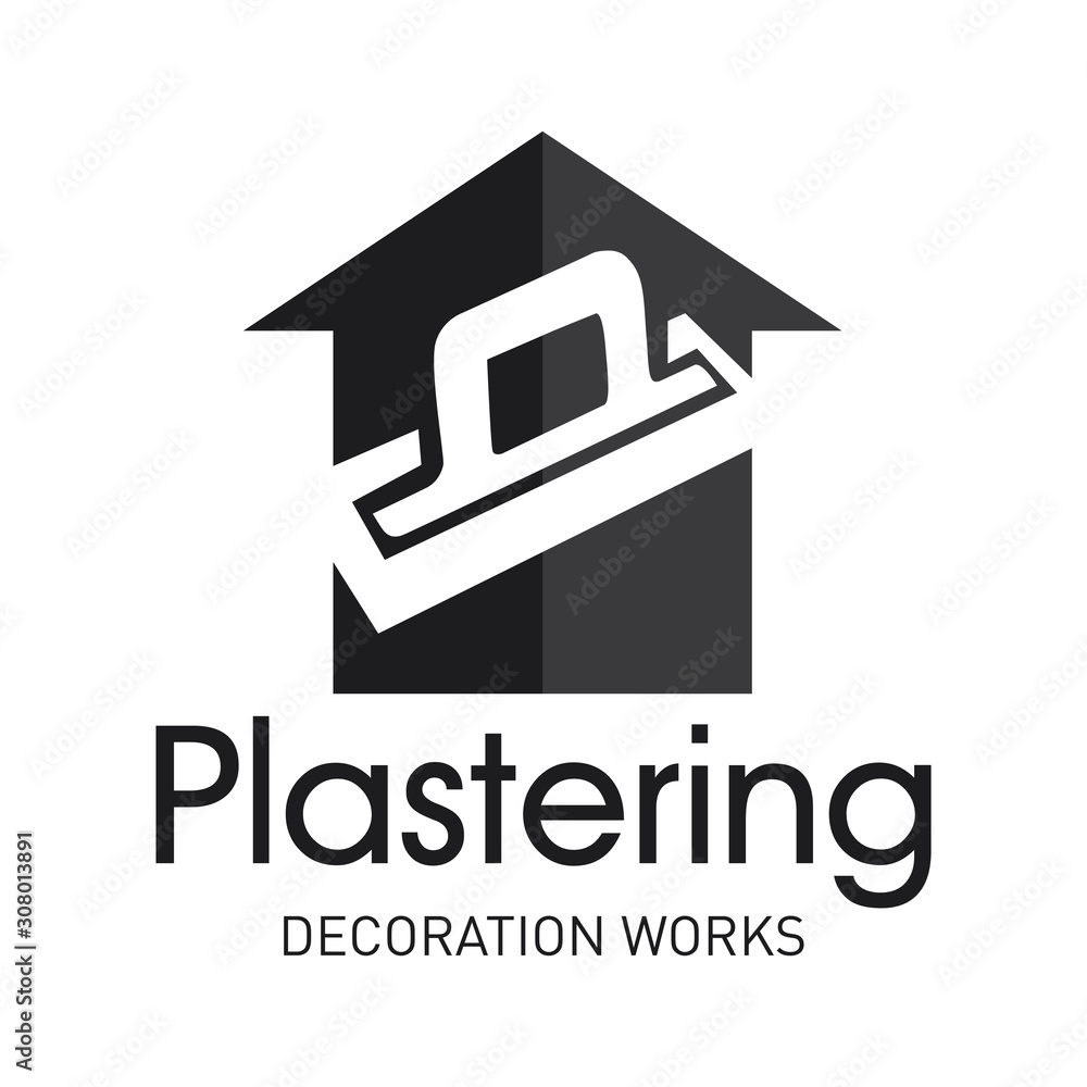 Vector logo of finishing company on plaster and painting Stock Vector