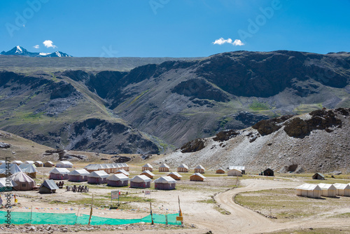 Himachal Pradesh, India - Sep 03 2019 - Tourist Camp of Chandra Taal (Moon Lake) in Lahaul and Spiti, Himachal Pradesh, India. photo