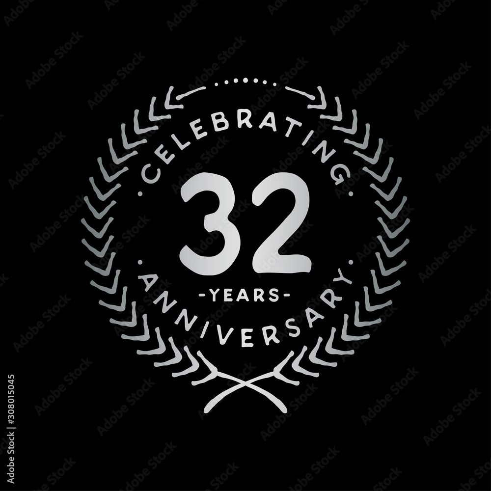 32 years design template. 32nd vector and illustration.