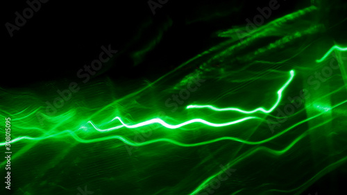 Foto LED,Drawing lines of green light in various shapes