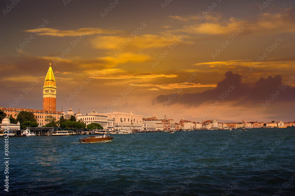 Cityscape and landscape of sunset Venice. Italy.