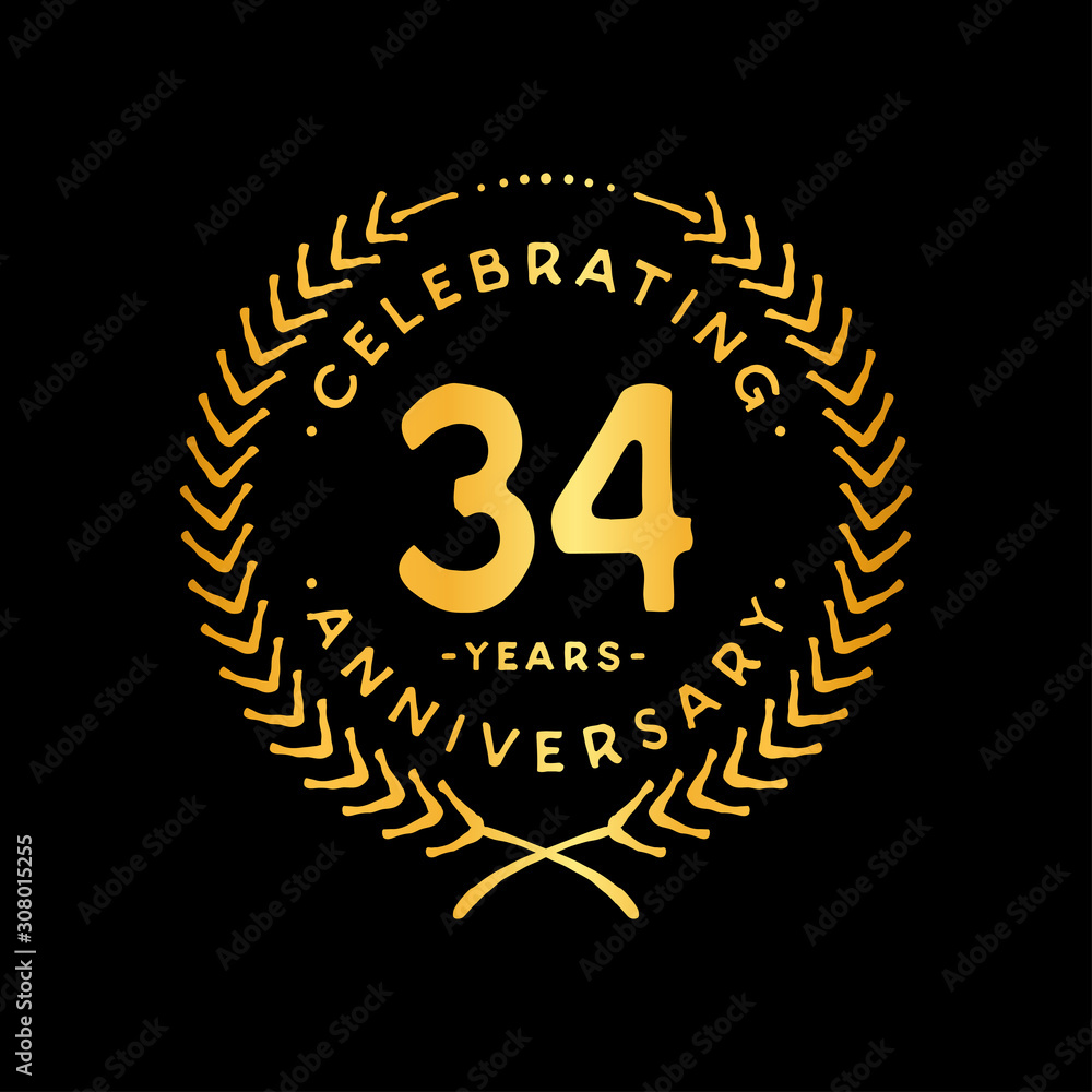 Naklejka premium 34 years design template. 34th vector and illustration.