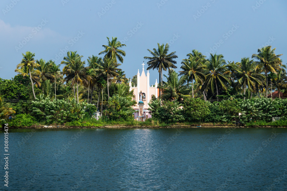 St. George Church along the river of the kollam kottapuram waterway