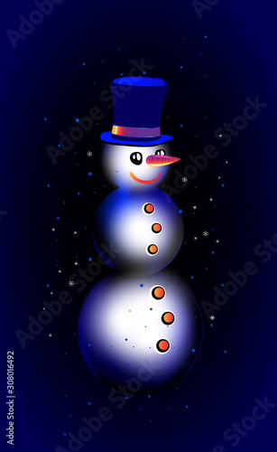 Winter Magical Happy Snowman Surronded By Sparks And Stars