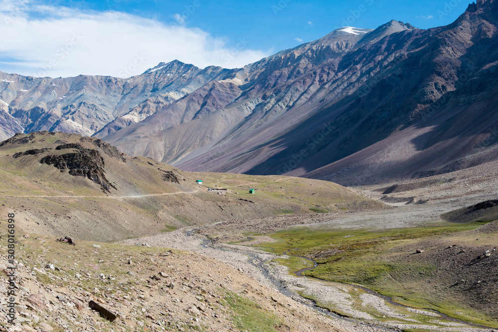 Himachal Pradesh, India - Sep 04 2019 - Chandra Taal (Moon Lake) Trekking course in Lahaul and Spiti, Himachal Pradesh, India. Himachal Pradesh, India - Sep 04 2019 - Chandra Taal (Moon Lake) Trekking course in Lahaul and Spiti, Himachal Pradesh, India.