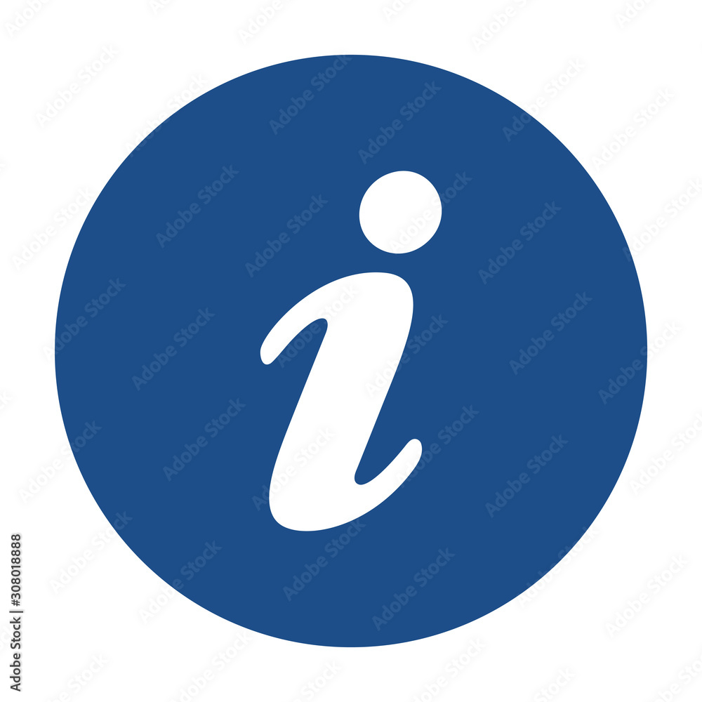 Blue round information icon, button on a white background - obrazy, fototapety, plakaty 