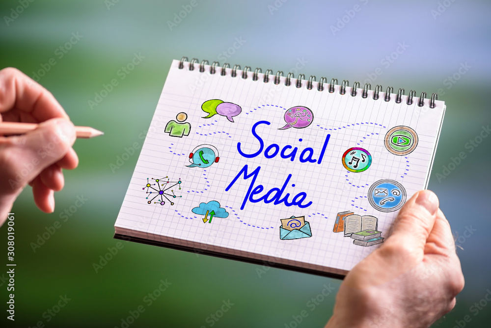 Social media concept on a notepad Social media concept on a notepad