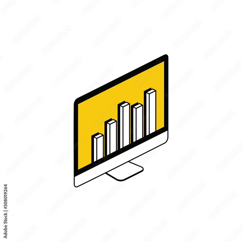 Monitor sreen charts. Vector line, 3d stroke isometric, color web icon, new flat style. Creative illustration design, abstract idea for infographics. Monitor sreen charts. Vector line, 3d stroke isometric, color web icon, new flat style. Creative illustration design, abstract idea for infographics.