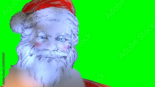 Santa Claus winks and smiles - isolated, copy space, chroma key