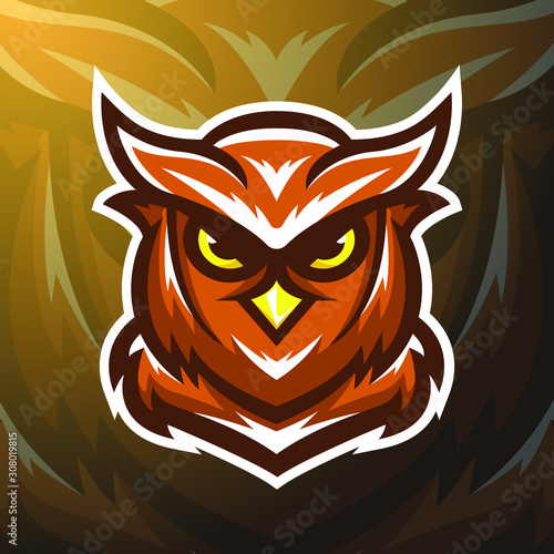 stock vector owl mascot logo illustration. logo, badge, esport logo, emblem.