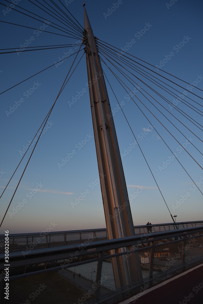 Pescara Bridge at Sunset, Ponte del Mare, Abruzzo, Italy