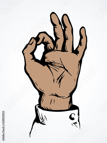 Hand shows OK. Vector drawing