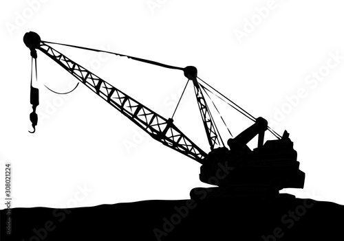 Coal mining machine. Vector drawing