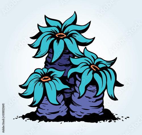 Undersea world. Seaweed. Vector drawing
