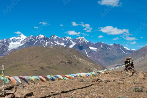 Himachal Pradesh, India - Sep 04 2019 -  Beautiful scenic view from Chandra Taal (Moon Lake) in Lahaul and Spiti, Himachal Pradesh, India. photo