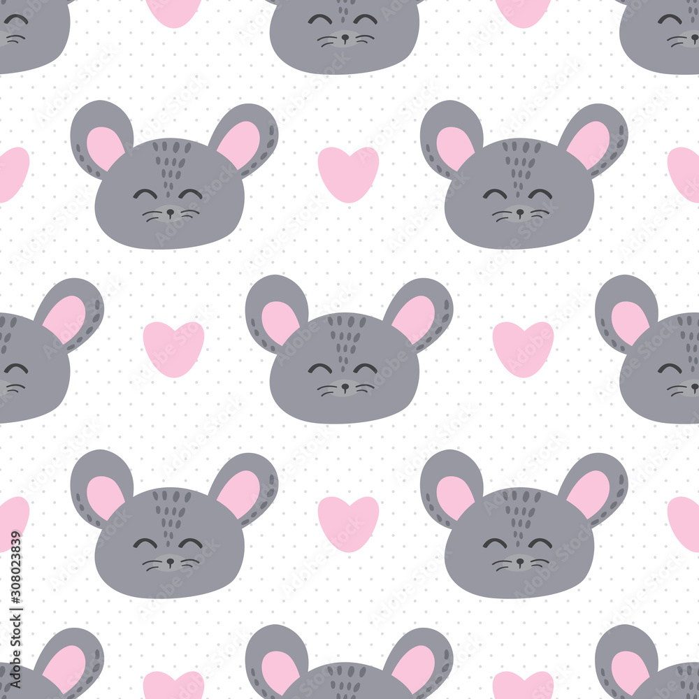 Mouse and love seamless background. Mouse and love seamless background.