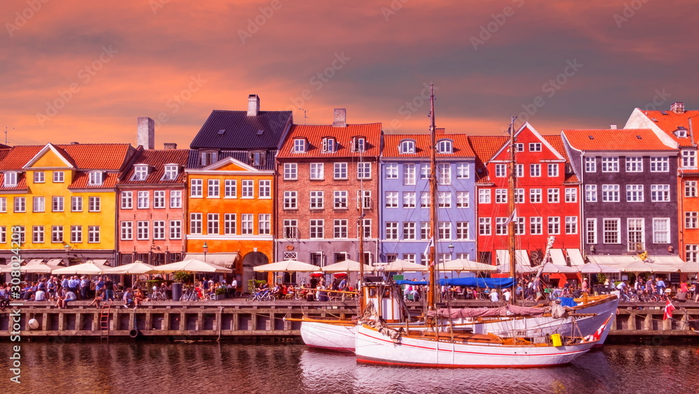 Colorful buildings of Nyhavn in Copenhagen, Denmark Colorful buildings of Nyhavn in Copenhagen, Denmark