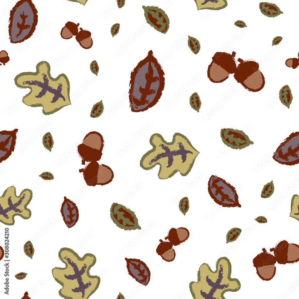Acorns and leaves scatter pattern for fall. Acorns and leaves scatter pattern for fall.