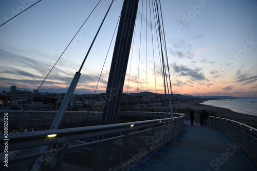 Pescara, Ponte del Mare Bridge at Sunset in Abruzzo, Italy