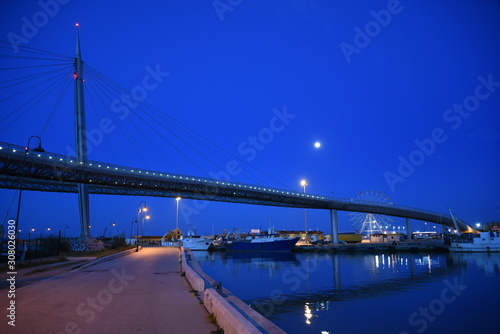 Fototapeta Naklejka Na Ścianę i Meble -  Beautiful View from Ponte del Mare in Pescara by Night in Abruzzo, Italy