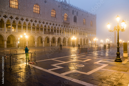 Mystical foggy early morning in Venice, Italy © perekotypole