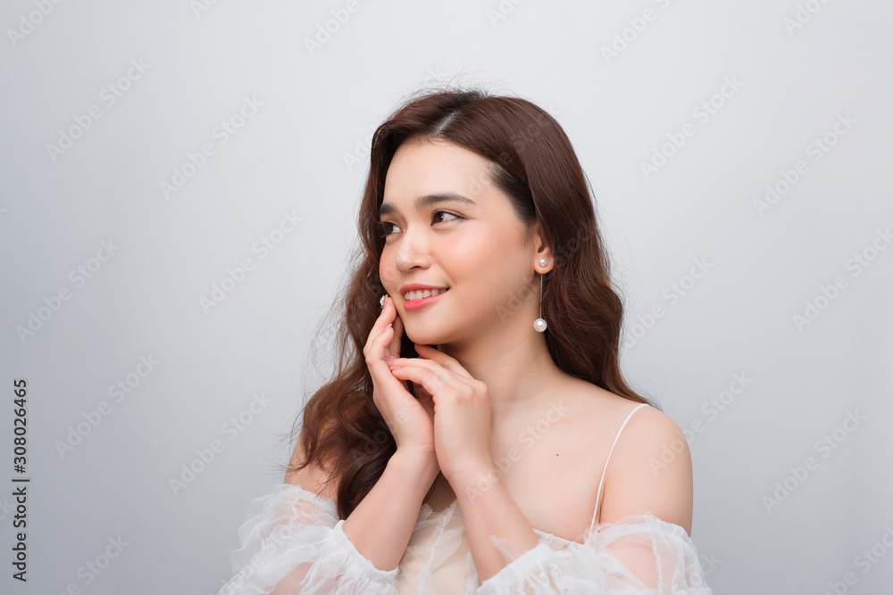 Asian beauty face closeup portrait with clean and fresh elegant lady Asian beauty face closeup portrait with clean and fresh elegant lady