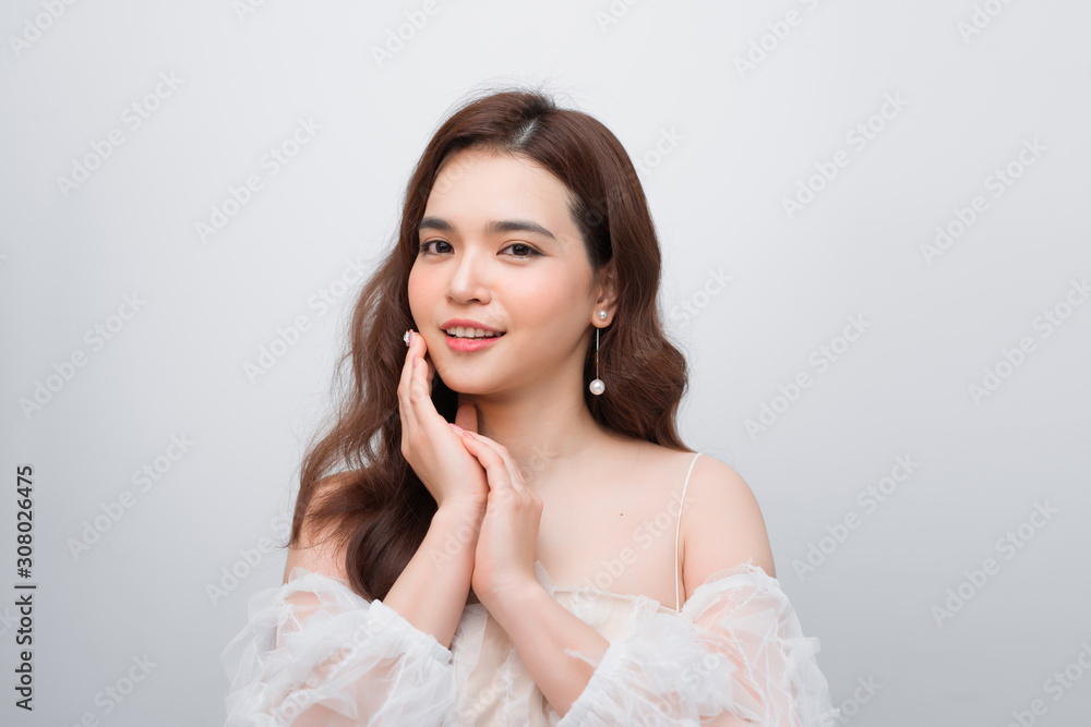 Asian beauty face closeup portrait with clean and fresh elegant lady Asian beauty face closeup portrait with clean and fresh elegant lady