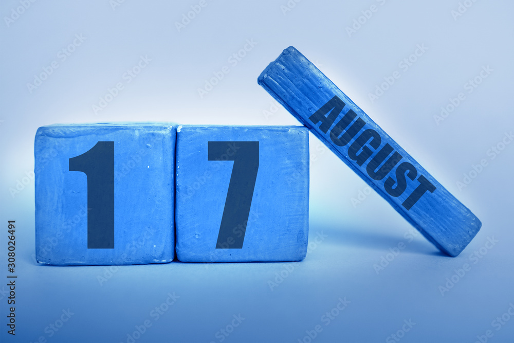 August 17th Day 17 Of Month Handmade Wood Cube Calendar With Date