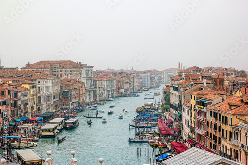 Top view of Grand canal from roof of Fondaco dei Tedeschi.