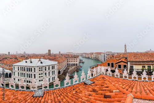 Top view of Grand canal from roof of Fondaco dei Tedeschi. © perekotypole
