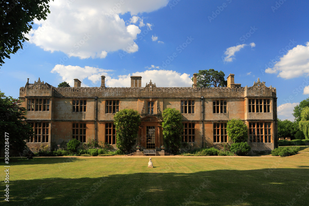 Summer view of Stanway House and gardens, Stanway village, Gloucestershire, Cotswolds, England