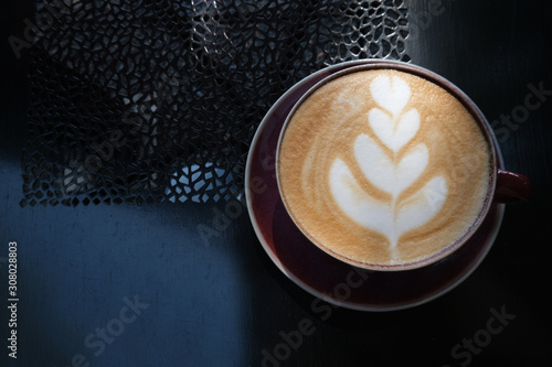 coffee in brown cup art in cafe
