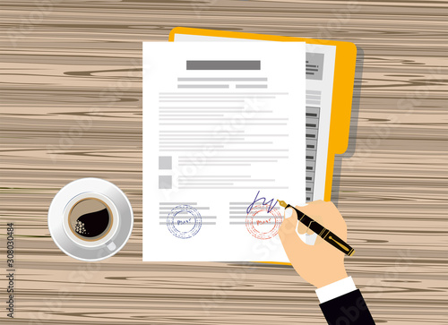 Contract agreement flat business illustration vector
