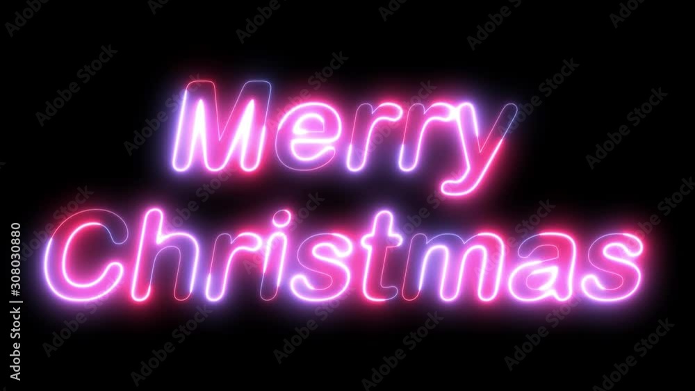 Seamless Looping Merry Christmas Neon Glow Lettering Animation on Black Background Seamless Looping Merry Christmas Neon Glow Lettering Animation on Black Background