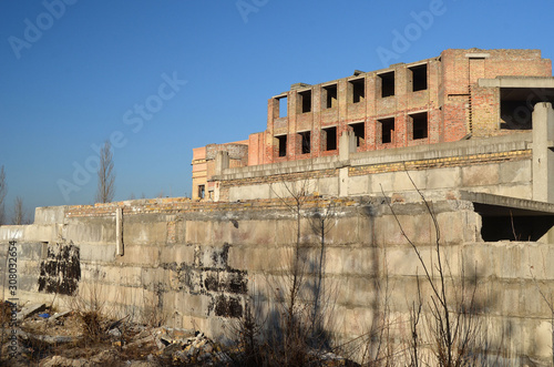 Abandoned construction site of hospital. Abandoned at 1991,during Ukrainian undependence crisis. Kiev,Ukraine