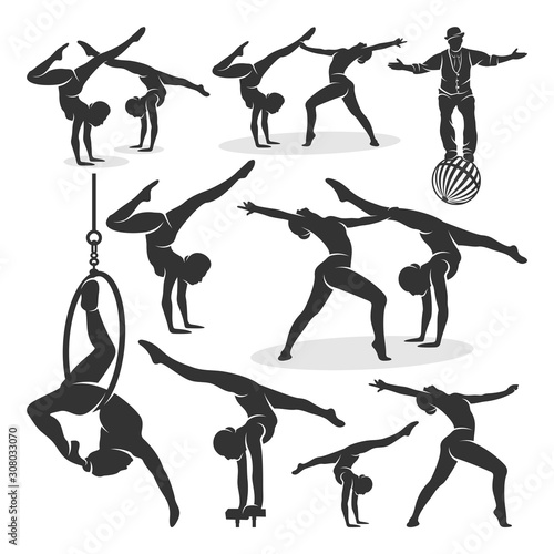Set of Circus with Dancer Icon Logo Design Vector Template, Icon Symbol, Illustration