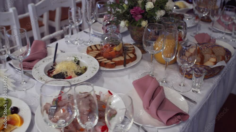 Beautiful and delicious dishes and drinks on wedding table. Beautiful and delicious dishes and drinks on wedding table.