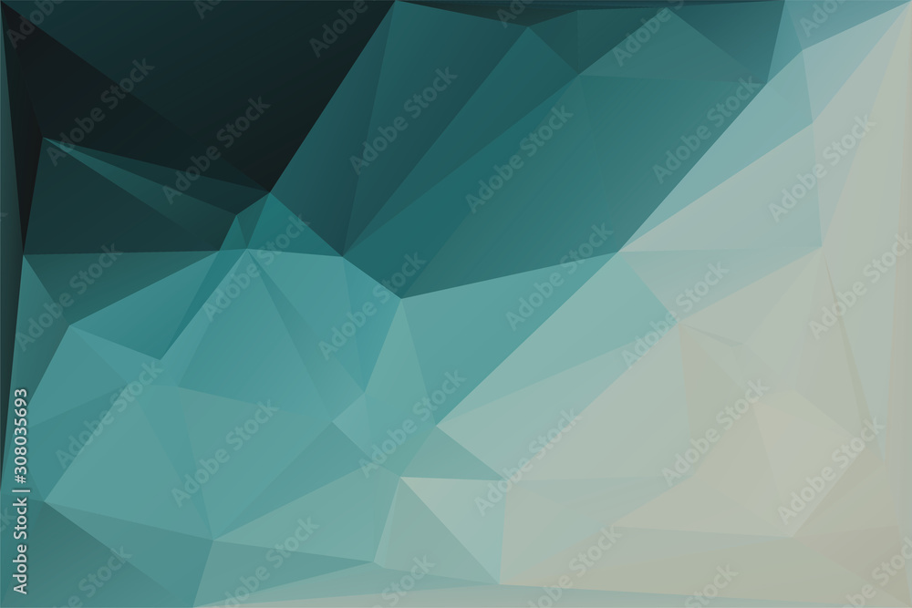 Fototapeta premium Abstract geometric background with triangles. Vector polygonal texture background. Abstract business background. Vector illustration. Black, teal, beige.