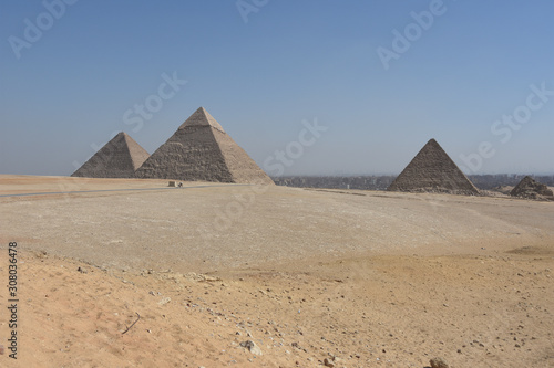 view of giza pyramids against clear sky