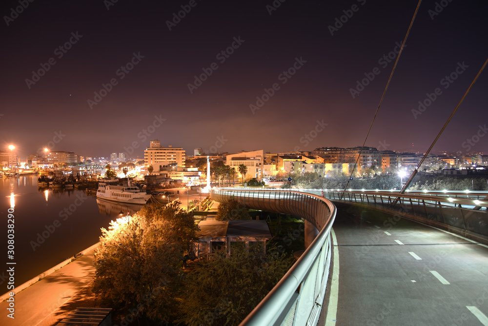 Beautiful Pescara City View by Night Illuminated 