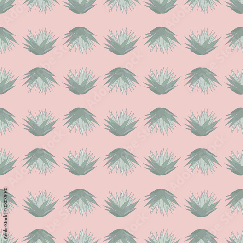 Vector pink green succulent seamless pattern print background. © Renatta_Zare